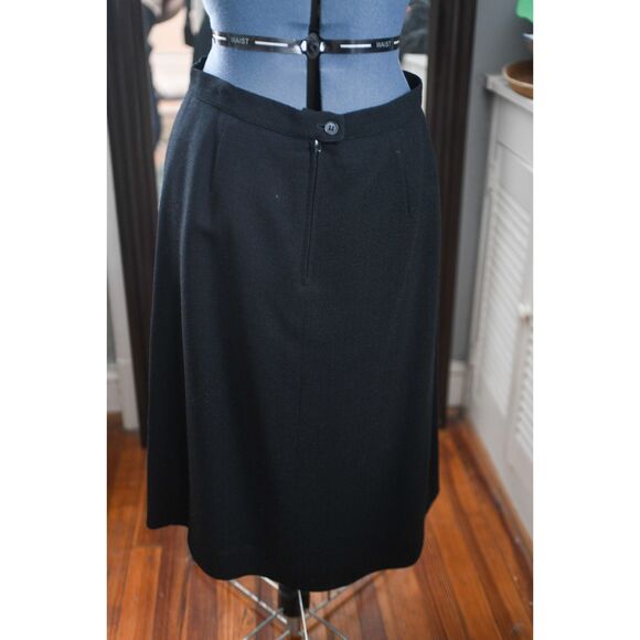 Vintage 1980s Black Wool Crepe Suit Herbert Grossman by Cynthia Sobel USA 14 - Picture 4 of 8